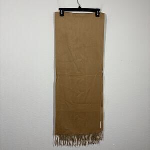 Hilltop Rectangular Scarf Wrap Shawl Brown 100% Pure Cashmere Fringe 40X14.5